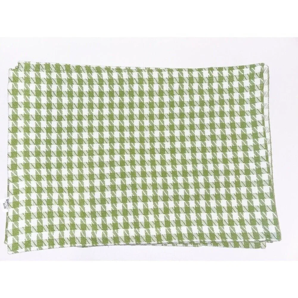 Vintage Pier 1 Green And White Houndstooth Placemats Set Of 4 Mismatched
